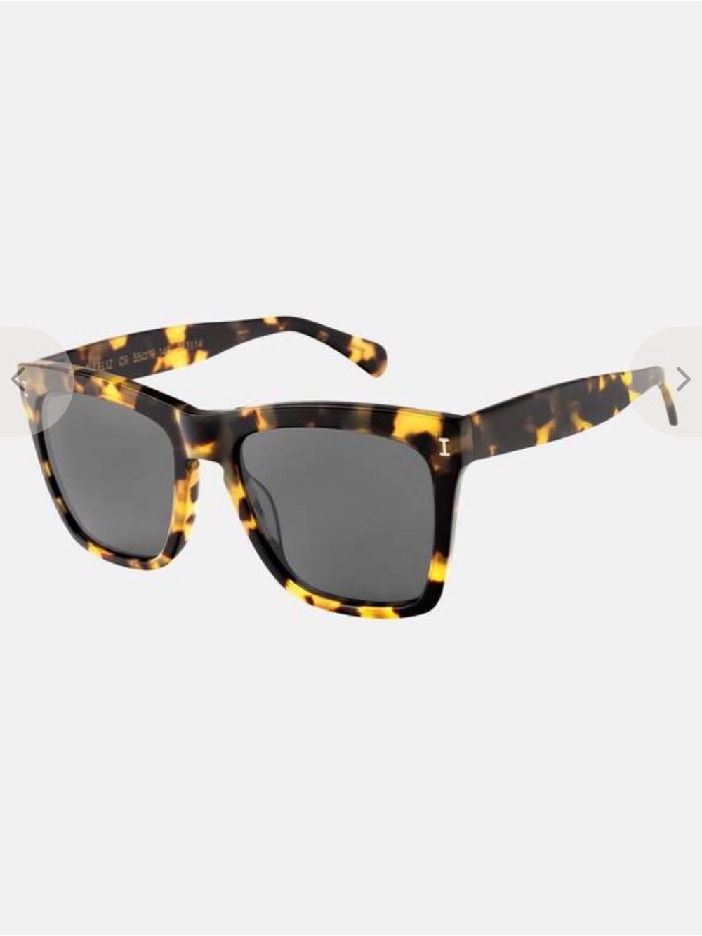 Illesteva Tortoiseshell Square Sunglasses with Dark Gray Lenses